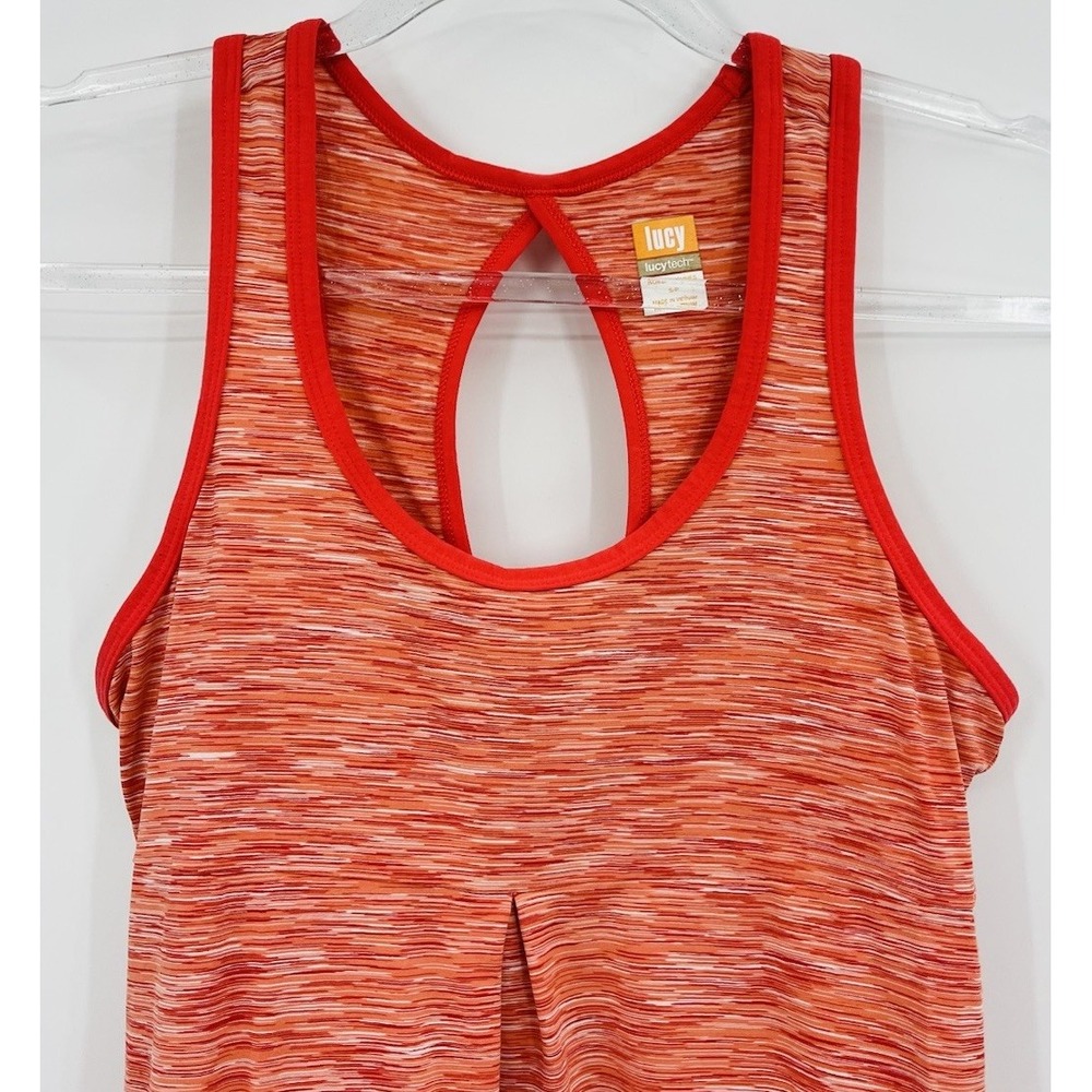 Lucy Tech Keyhole Back Racerback Cinch Workout Tank Size Small Stretch - Picture 2 of 9